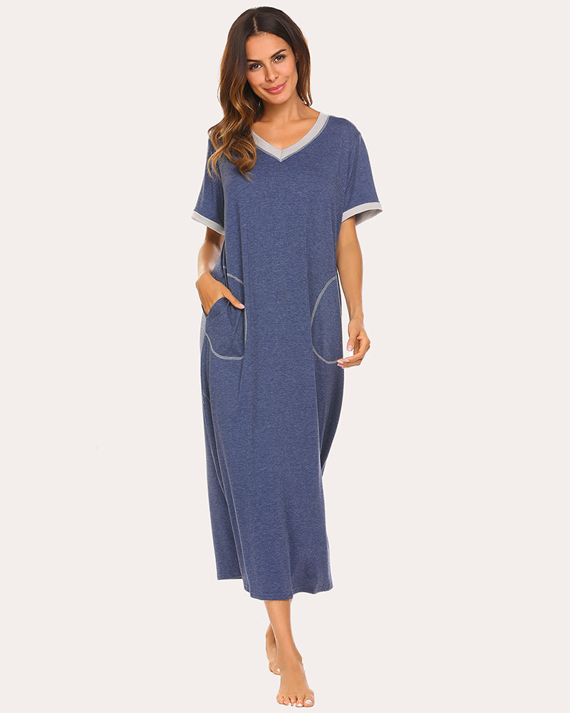Ekouaer Ultra-Soft Long Nightgown with Pocket