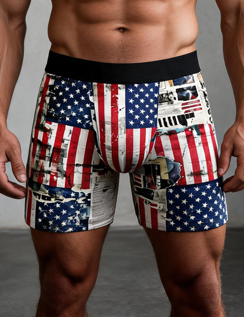 Men's Independence Day Flag Boxer Briefs – Eagle Freedom Print Trunks