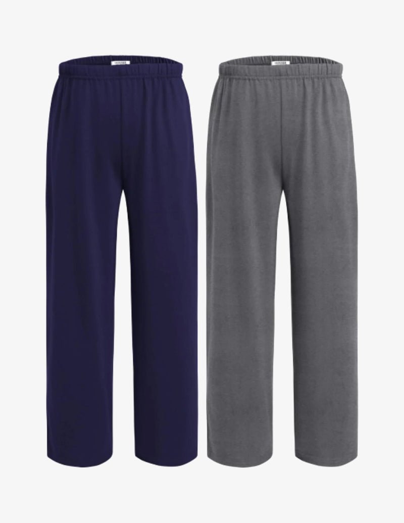 Boys pajama pants (2-pack) elastic waist, navy and heather gray solid