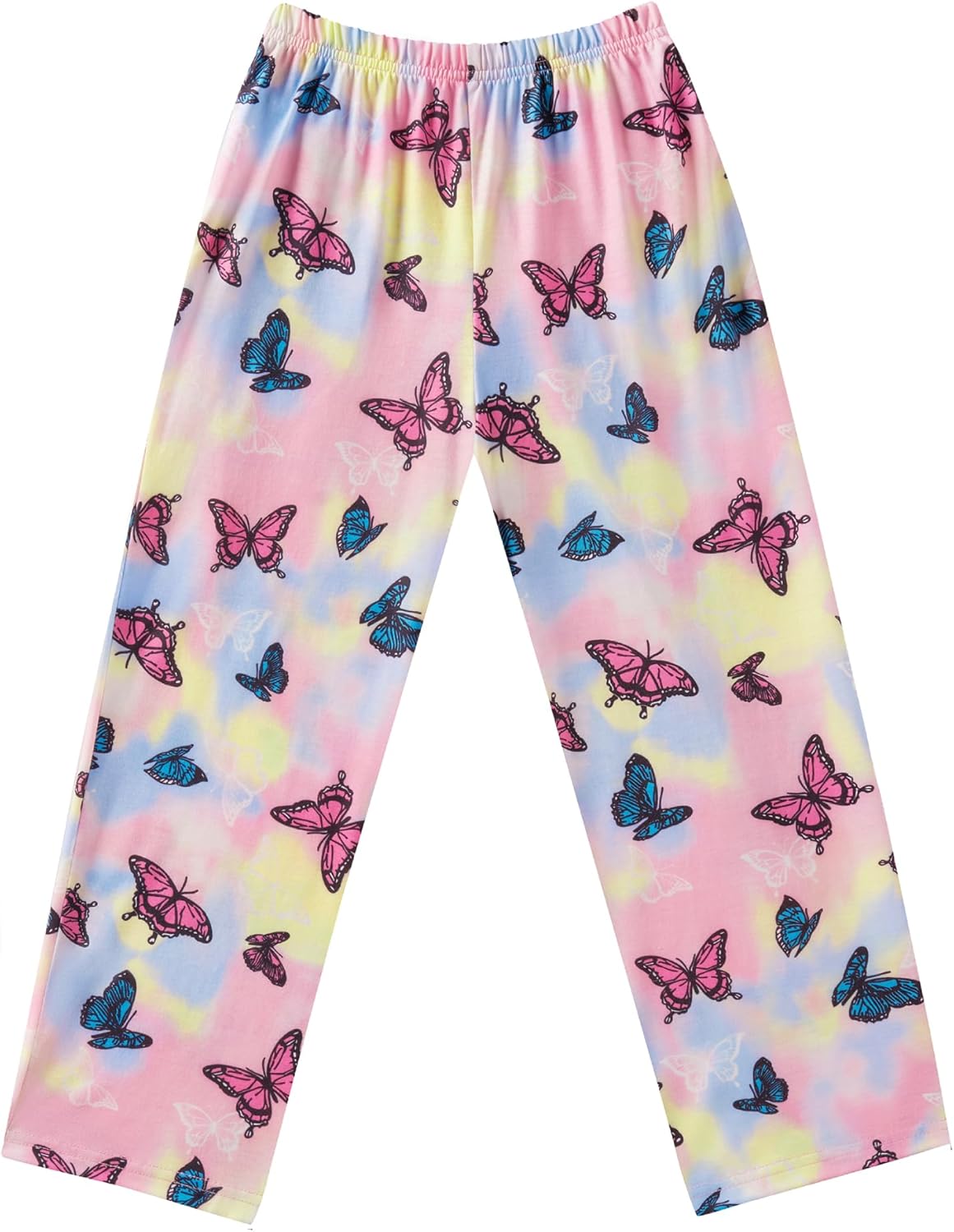 Boys’ pajama pants with colorful butterfly print and elastic waist