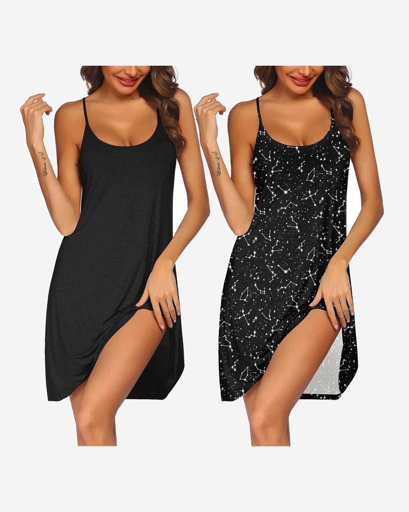 2 Pack Nightgown Racerback Sleeveless Dress