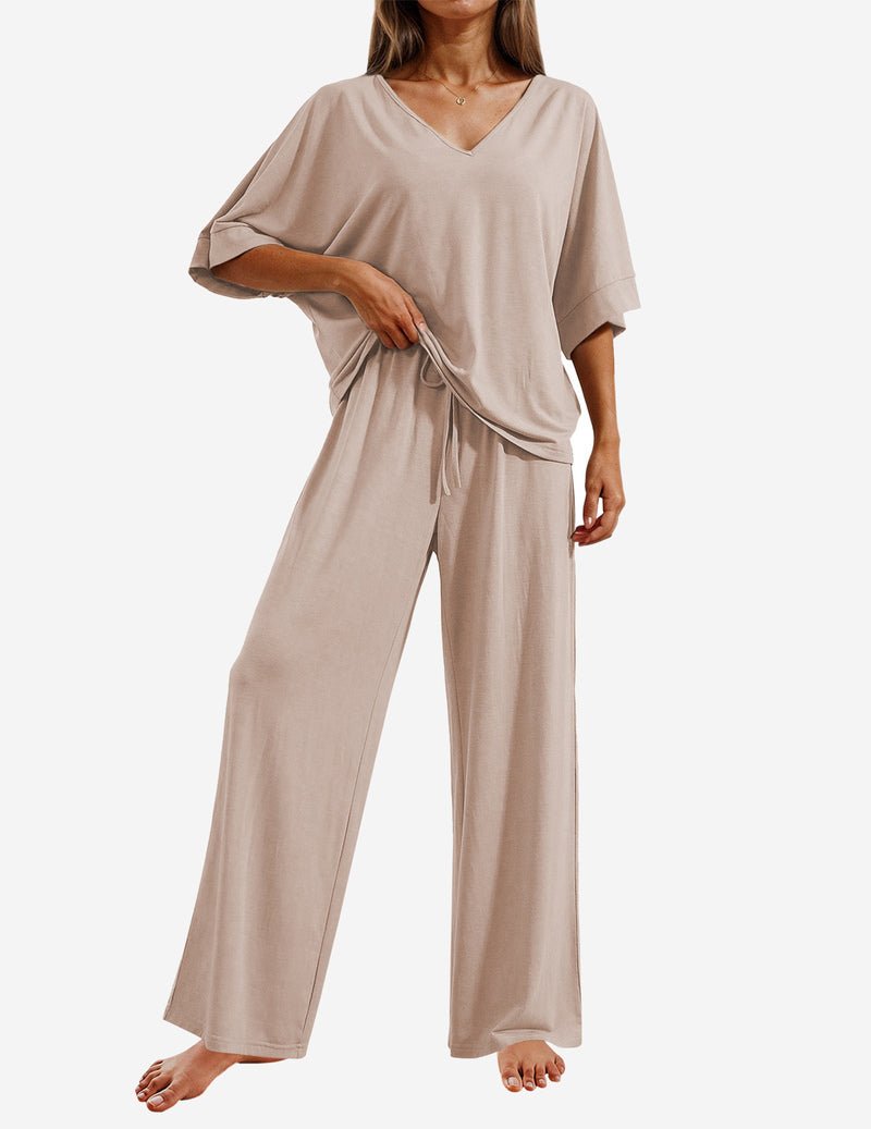 2 Piece Lounge Set Short Sleeve Tops and Long Pants