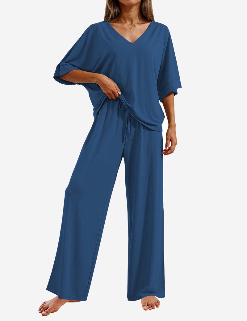 2 Piece Lounge Set Short Sleeve Tops and Long Pants