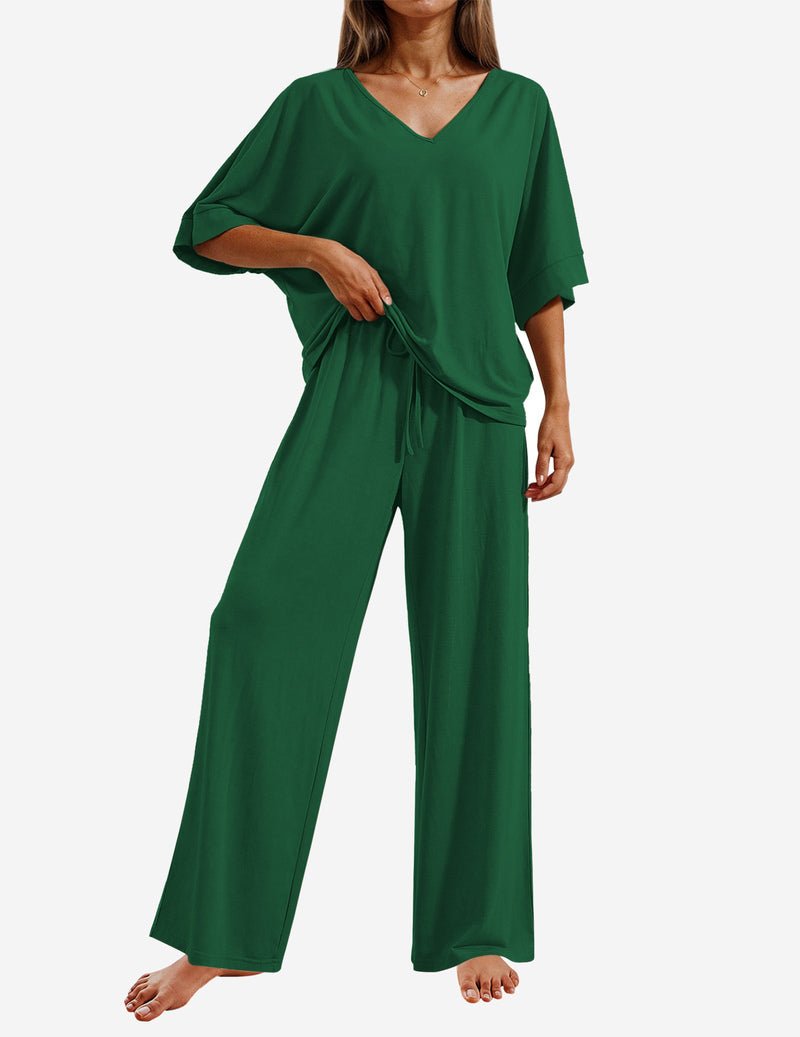 2 Piece Lounge Set Short Sleeve Tops and Long Pants