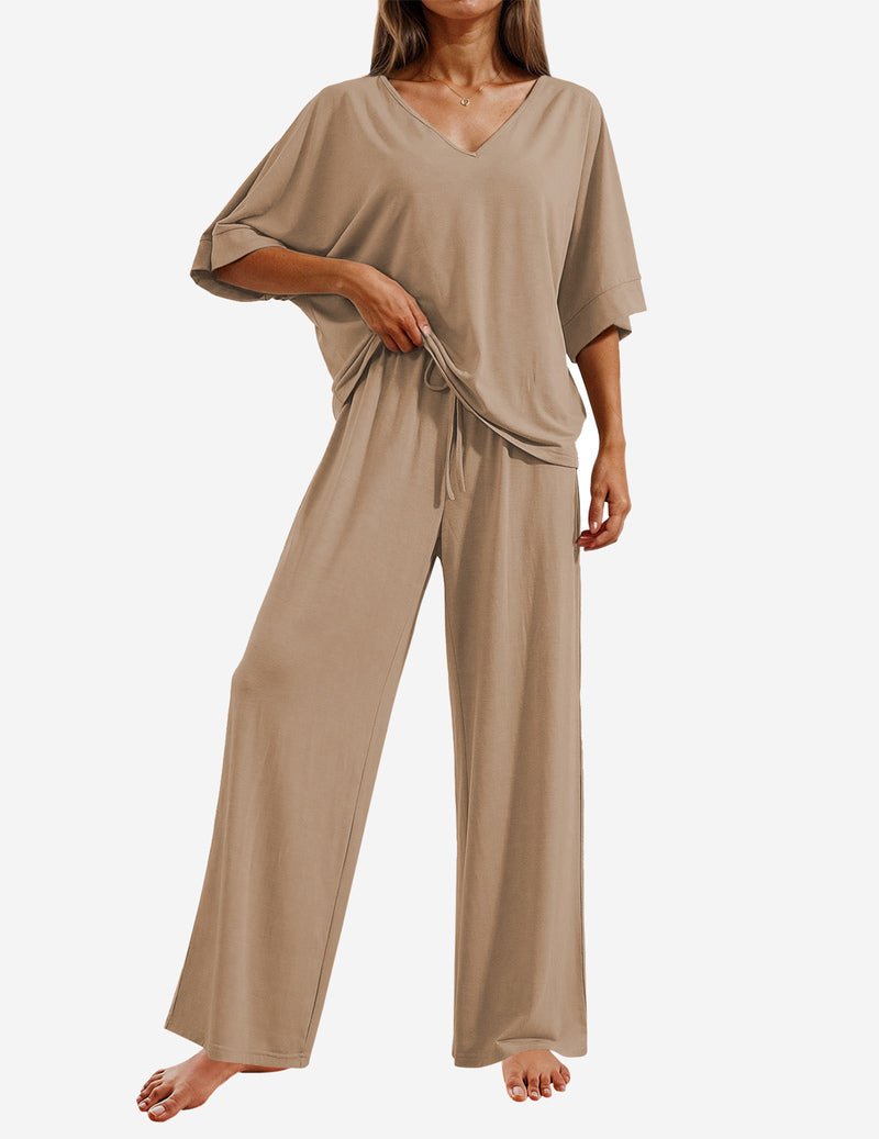 2 Piece Lounge Set Short Sleeve Tops and Long Pants
