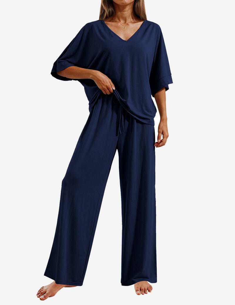 2 Piece Lounge Set Short Sleeve Tops and Long Pants