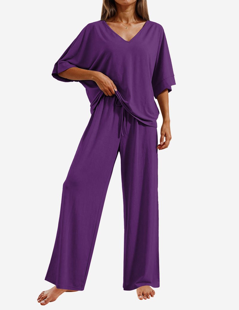 2 Piece Lounge Set Short Sleeve Tops and Long Pants