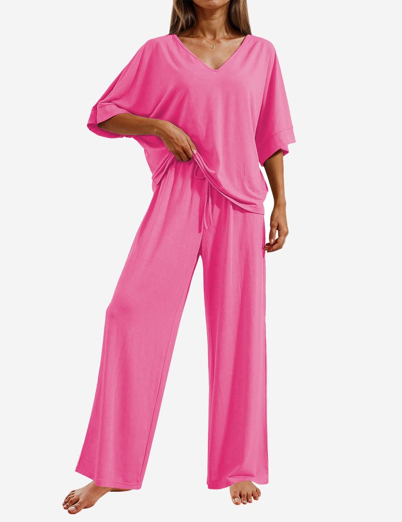 2 Piece Lounge Set Short Sleeve Tops and Long Pants
