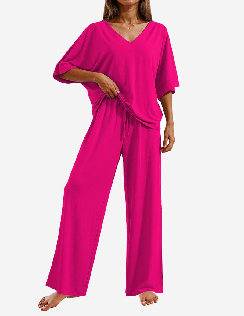 2 Piece Lounge Set Short Sleeve Tops and Long Pants