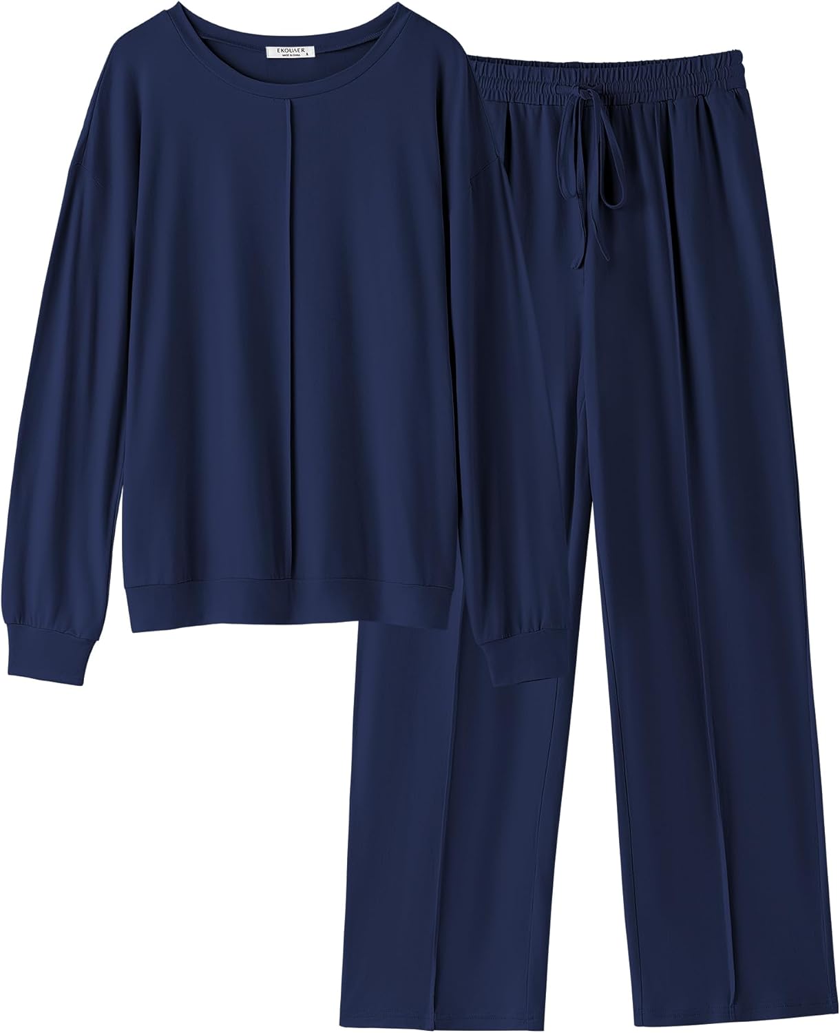 Conjunto pijama 2 piezas azul marino: sudadera y pantalón largo con cordón
