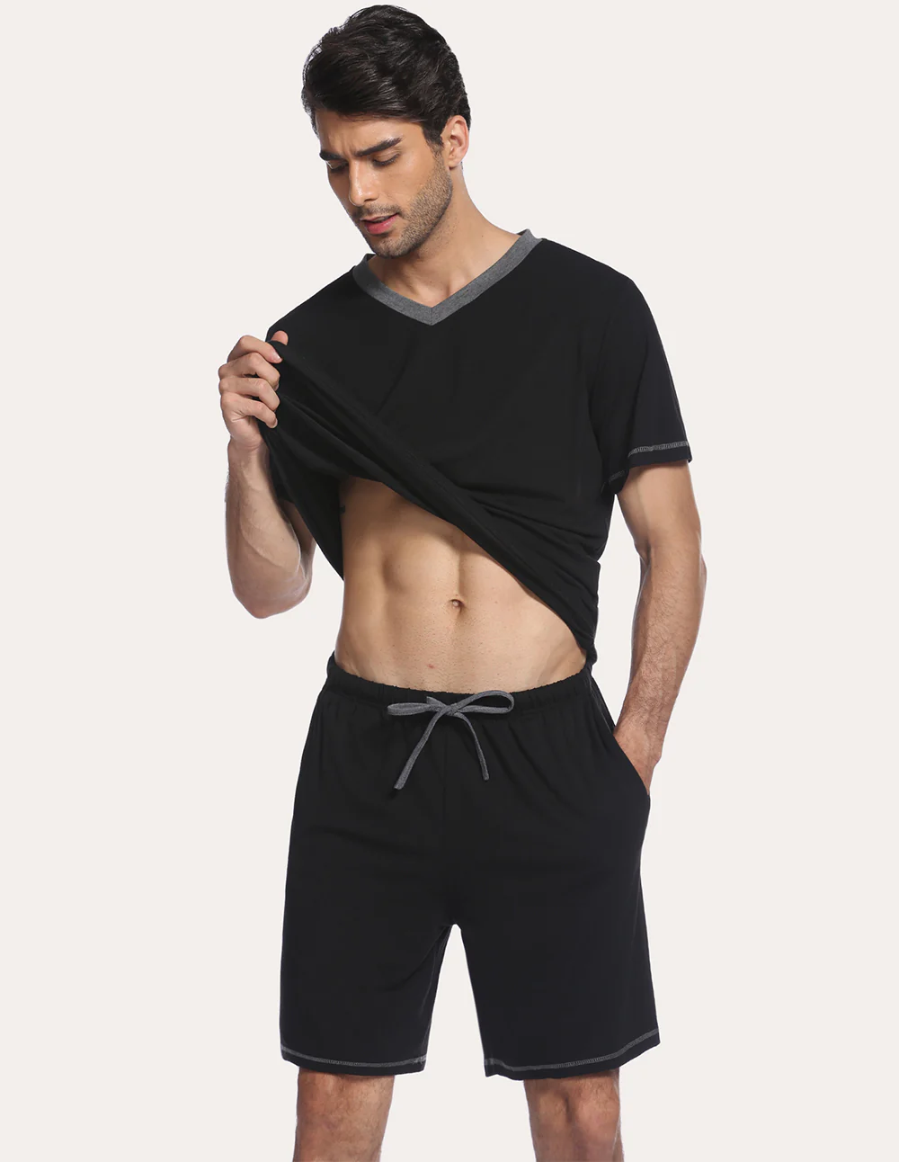 Men Pajamas T-shirt Shorts Set