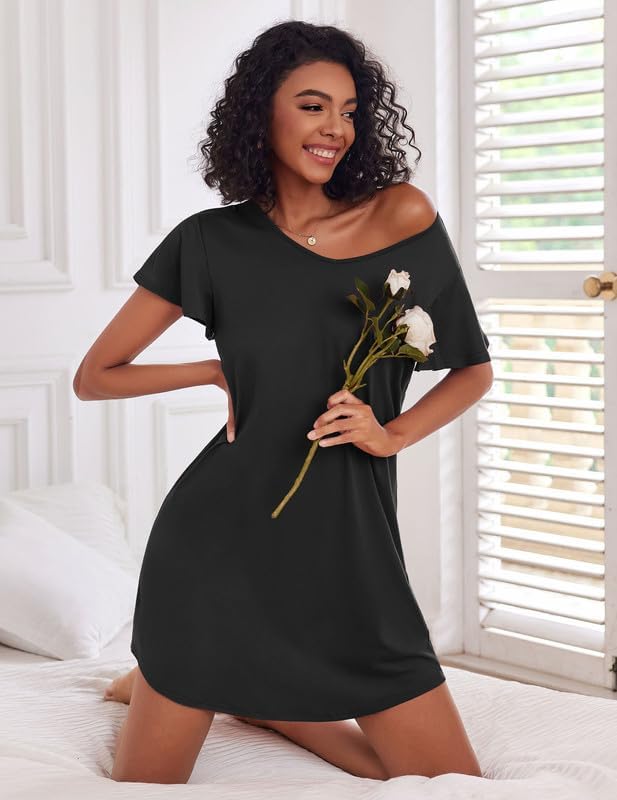 Ekouaer 2 Pack Nightshirts Comfy Soft Pajama Sleep Dress