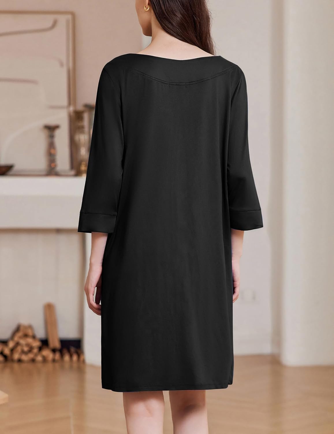Zipper Robes 3/4 Sleeves Soft Nightgowns