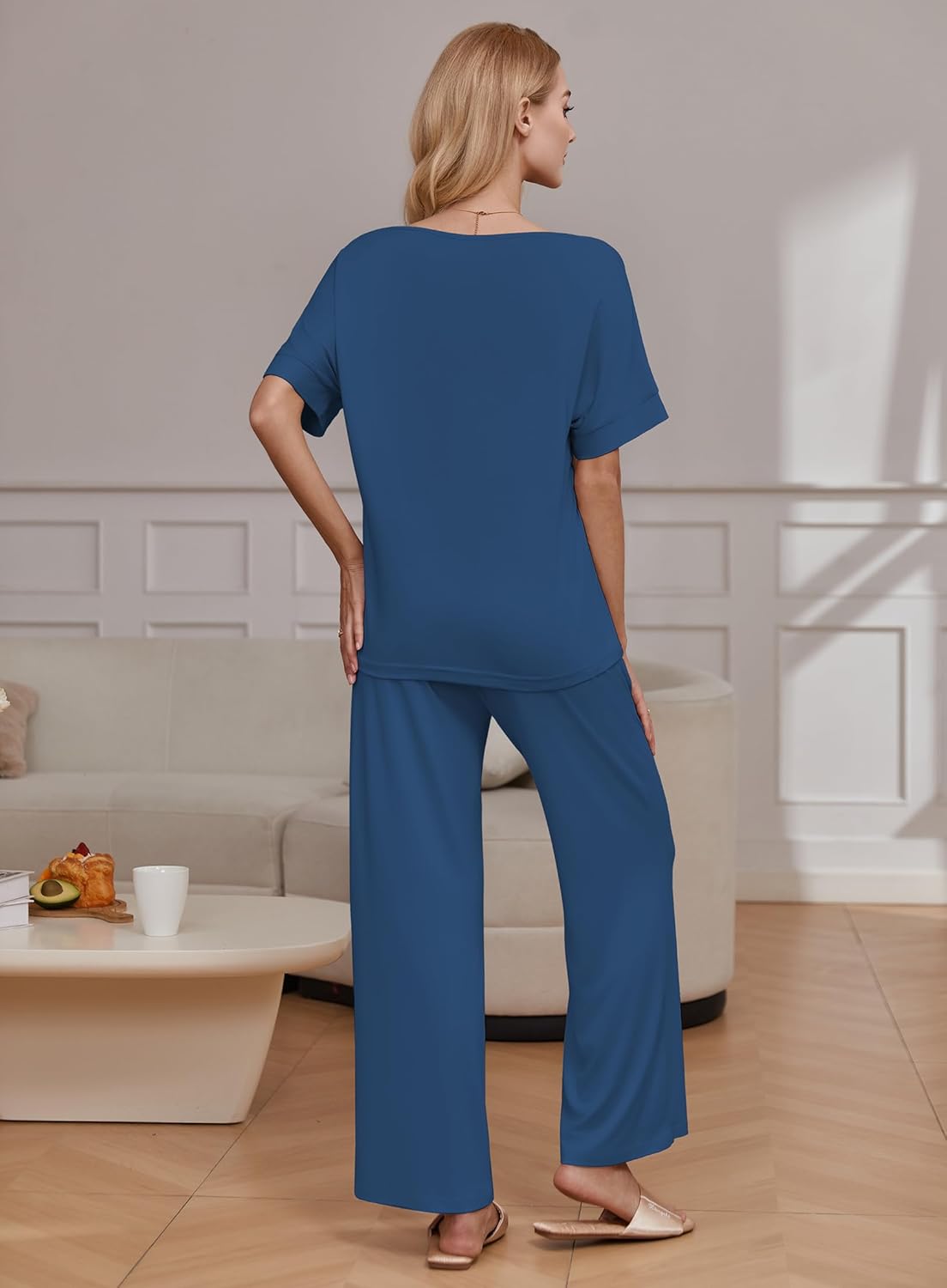 2 Piece Lounge Set Short Sleeve Tops and Long Pants