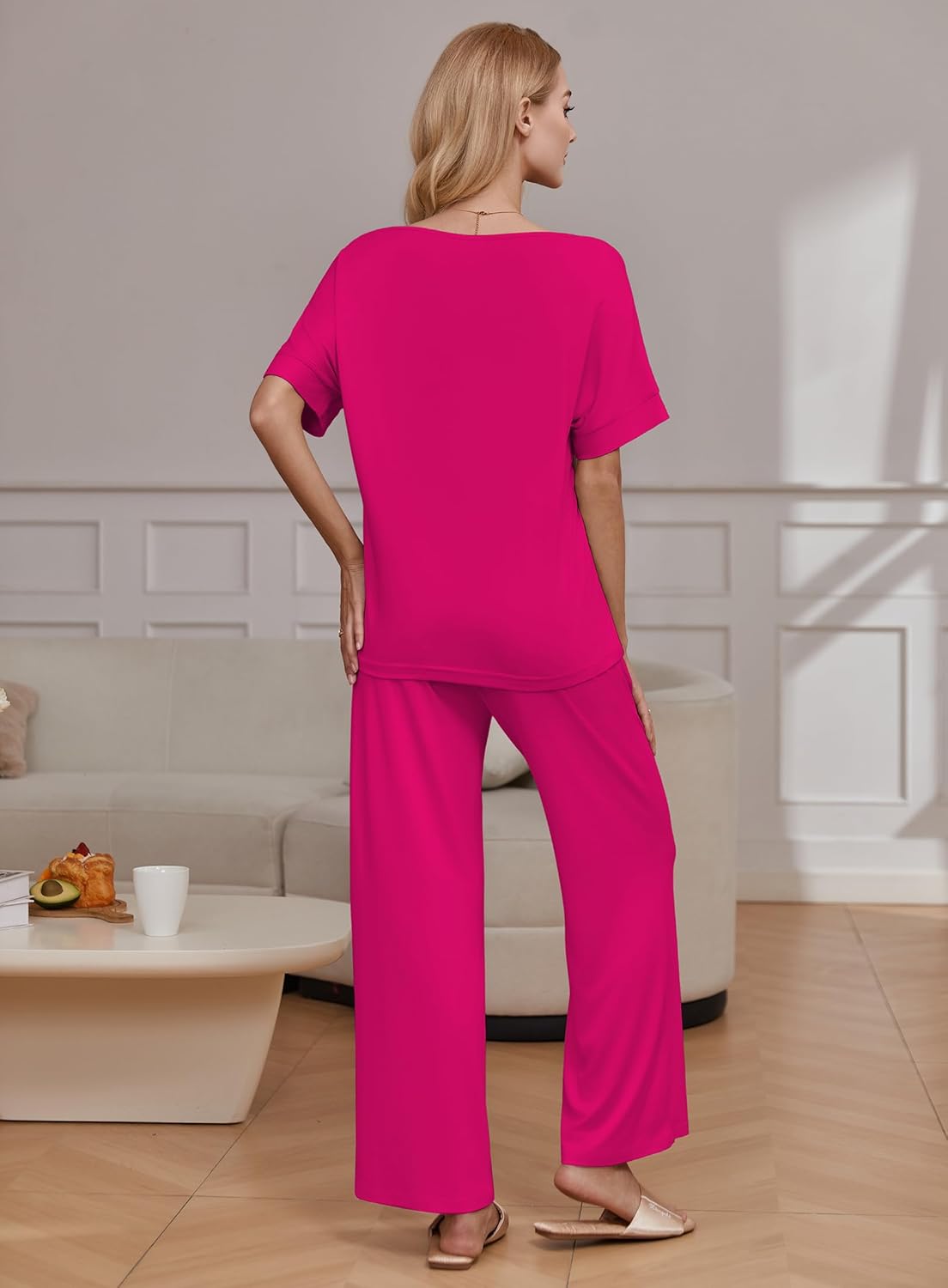 2 Piece Lounge Set Short Sleeve Tops and Long Pants