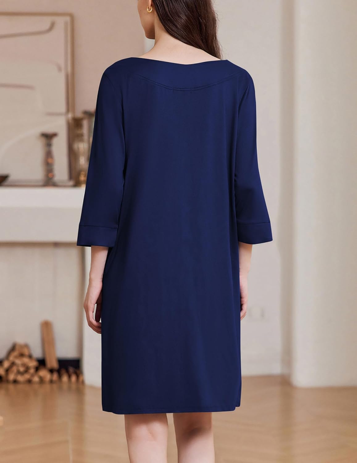 Zipper Robes 3/4 Sleeves Soft Nightgowns