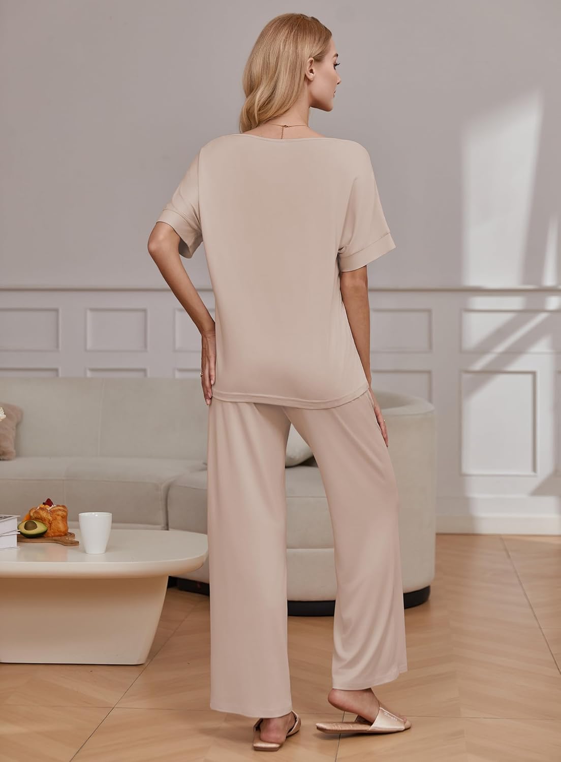 2 Piece Lounge Set Short Sleeve Tops and Long Pants