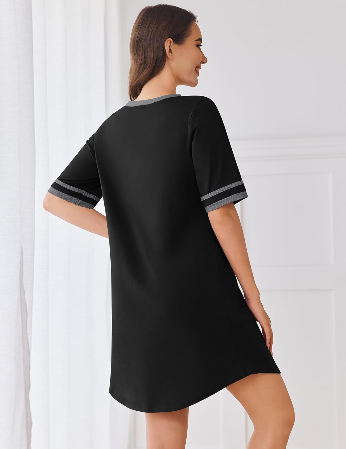 Cotton Nightgowns for Women Soft Comfy Short Sleeve Sleep Dress