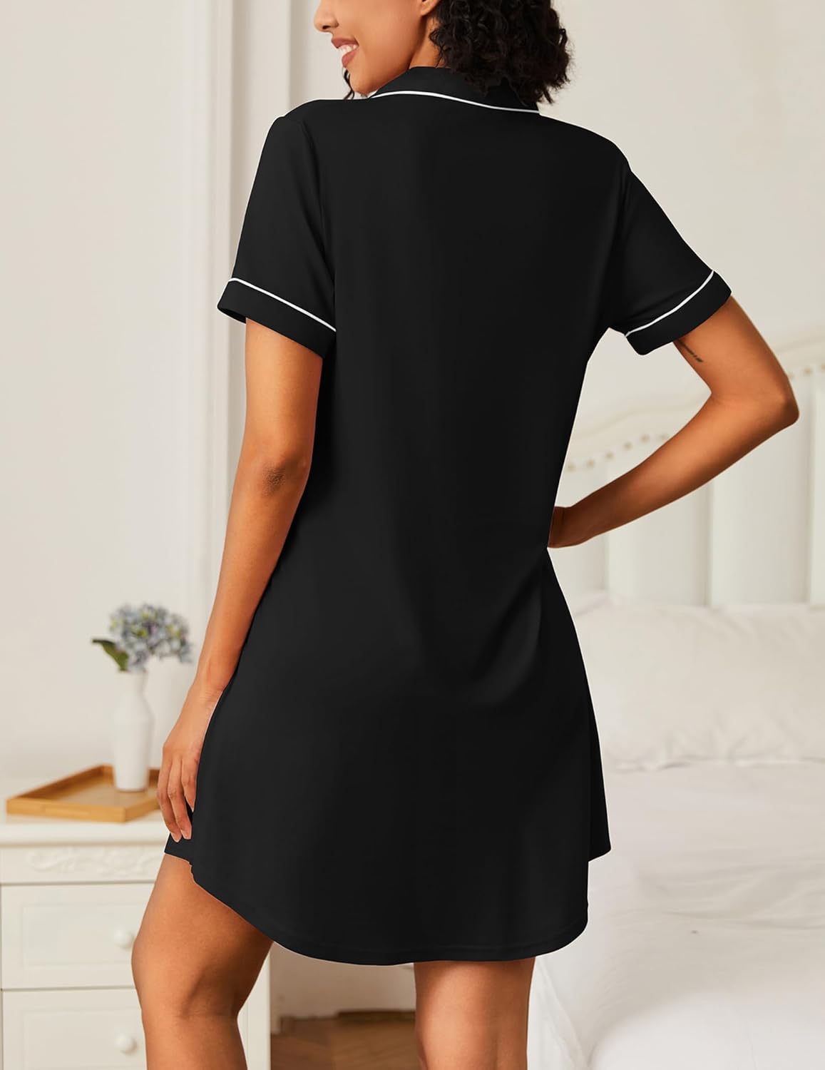 2 Pack Button Down Sleepshirts Soft Pajama Dress