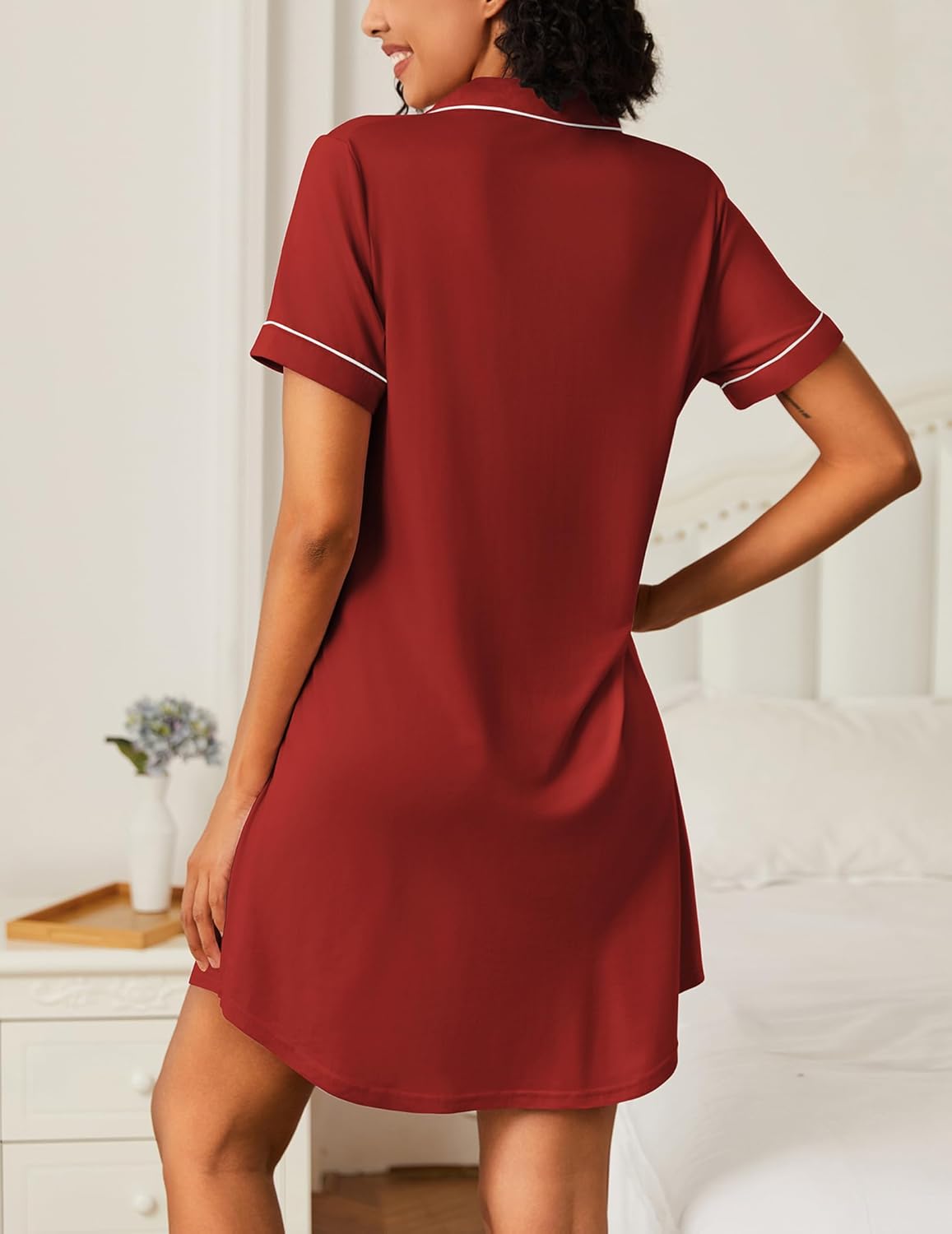 2 Pack Button Down Sleepshirts Soft Pajama Dress