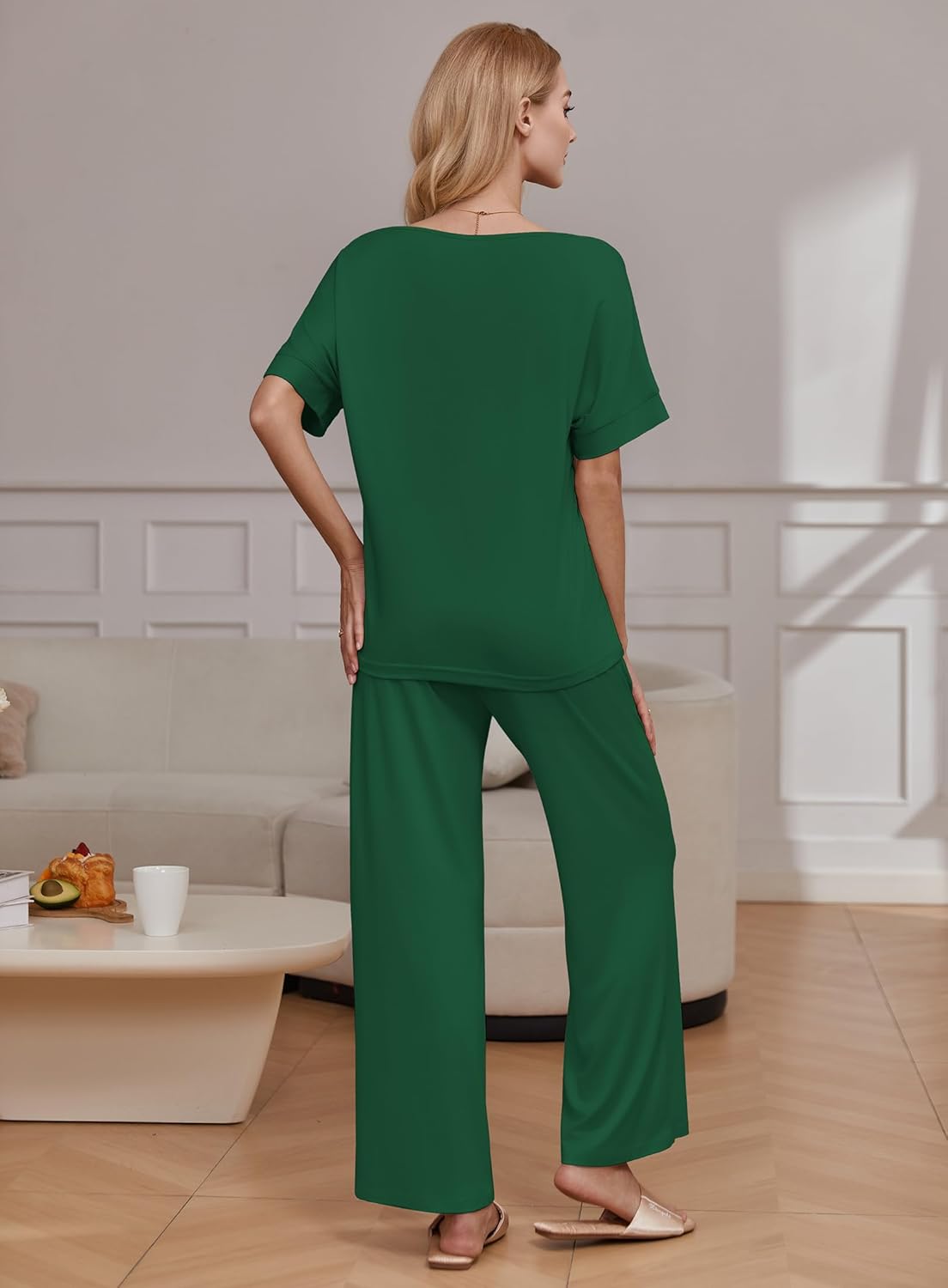 2 Piece Lounge Set Short Sleeve Tops and Long Pants