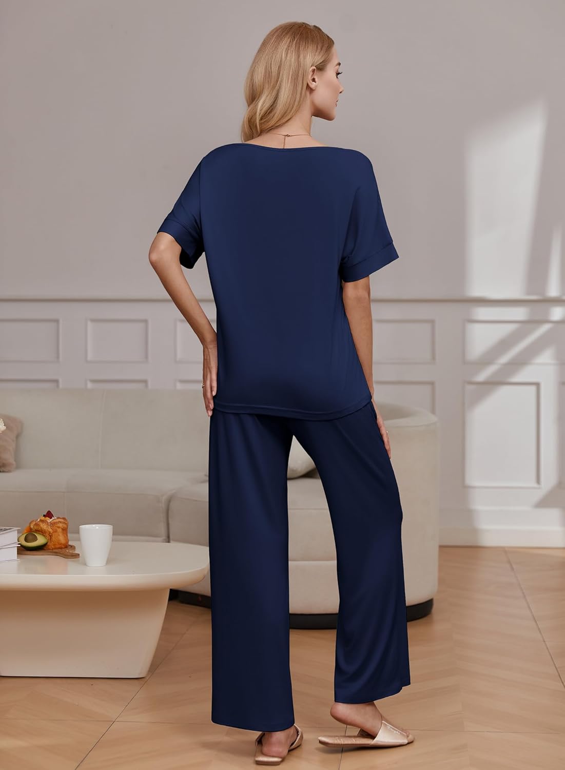 2 Piece Lounge Set Short Sleeve Tops and Long Pants