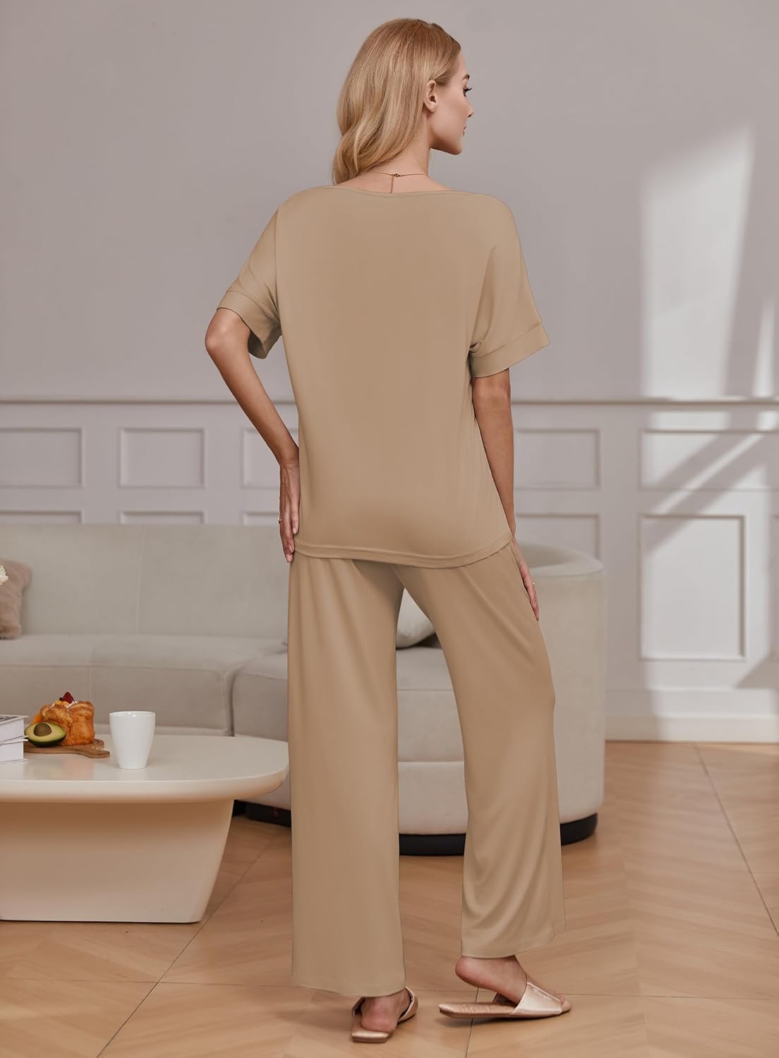 2 Piece Lounge Set Short Sleeve Tops and Long Pants