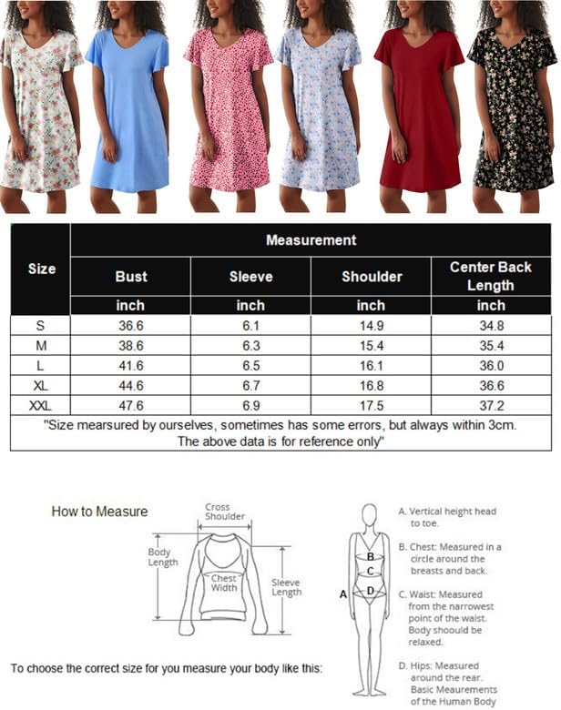 Ekouaer 2 Pack Nightshirts Comfy Soft Pajama Sleep Dress