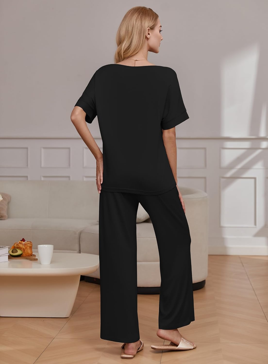 2 Piece Lounge Set Short Sleeve Tops and Long Pants