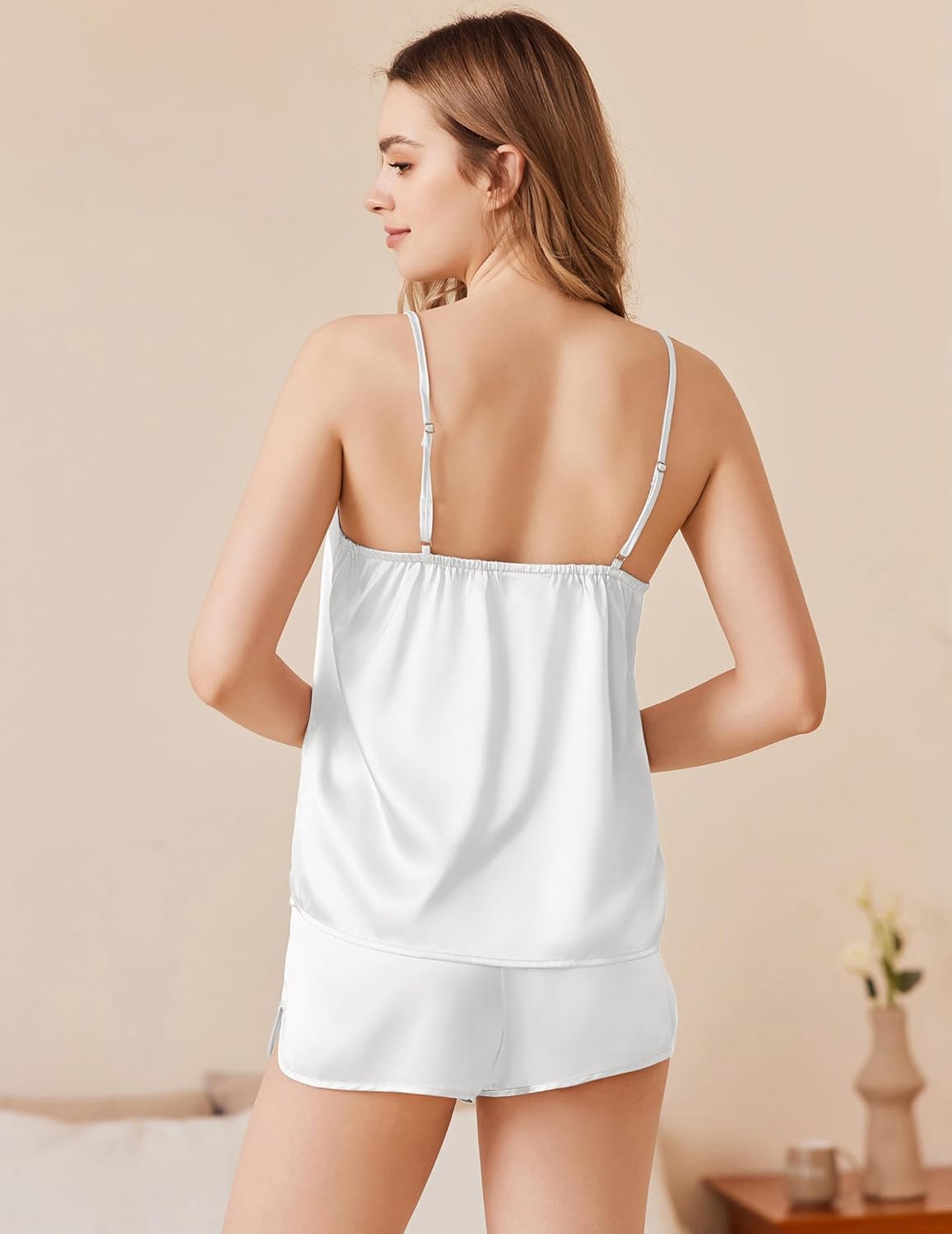 Ekouaer Silk Pajamas Set Satin Camisole Sleepwear