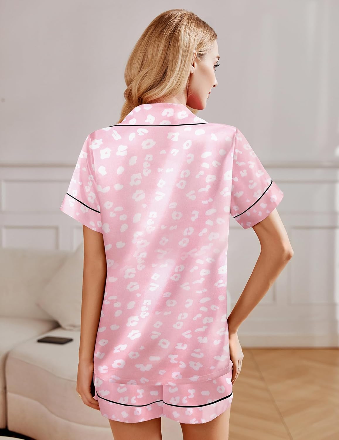 Ekouaer 2 Pack Pajama Sets Silk Satin Pj Lounge Set