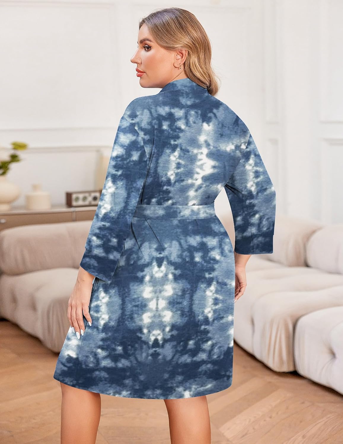 Plus Size Robe Knee Length Lightweight Bathrobe