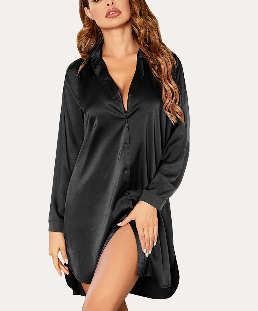 Lightweight Satin Silk Sleepshirt Nightgown