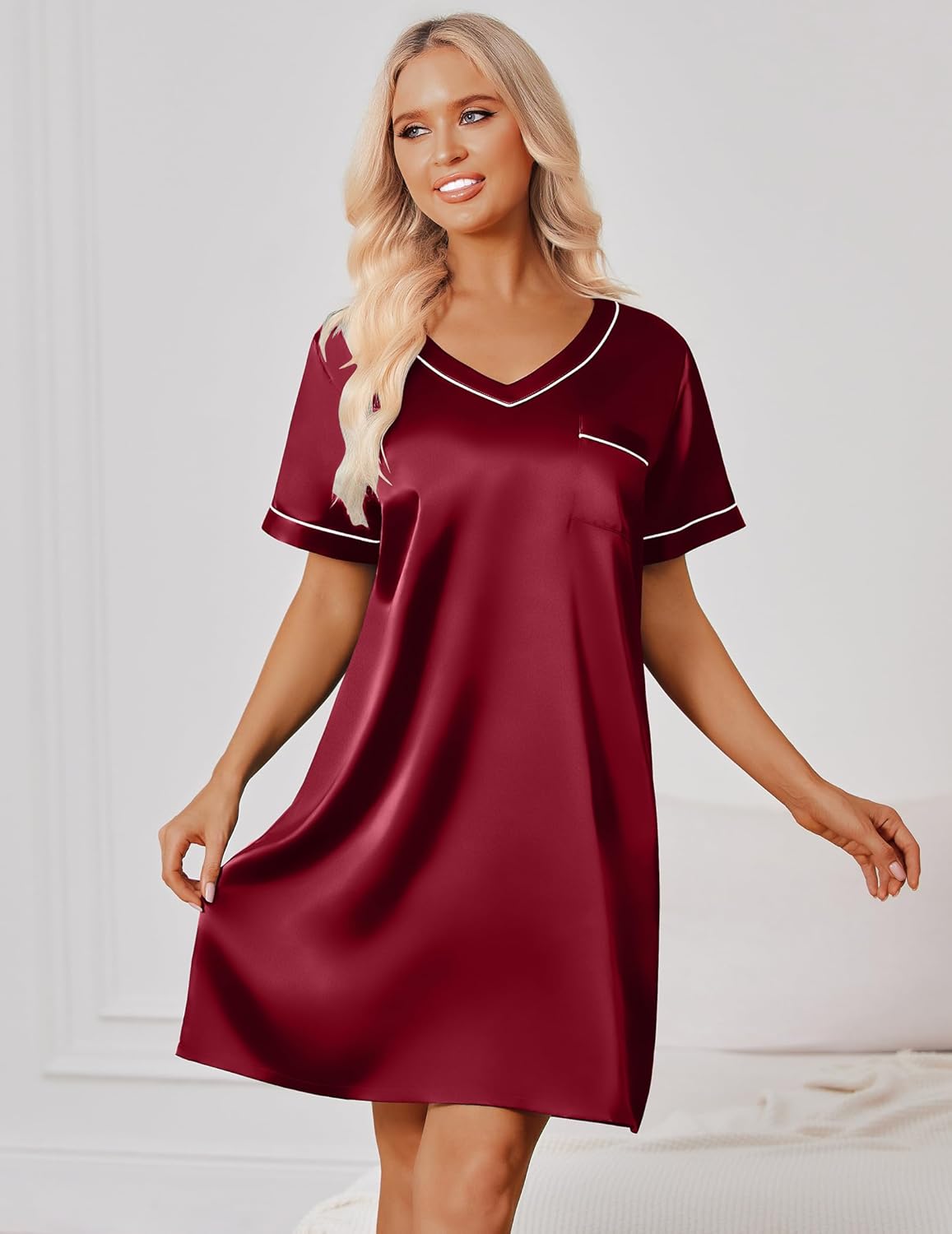 Satin Silk Nightgown Silky Loose Sleep Dress