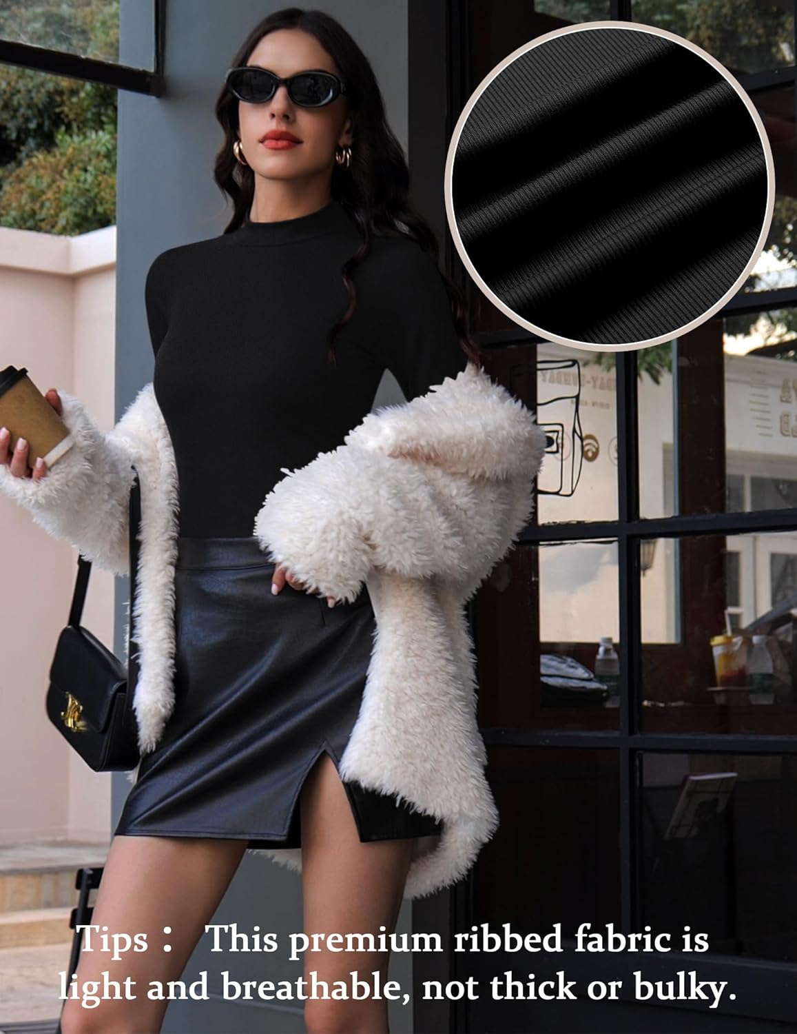 3 Pack Mock Turtlenecks Tops Long Sleeve Ribbed Shirts