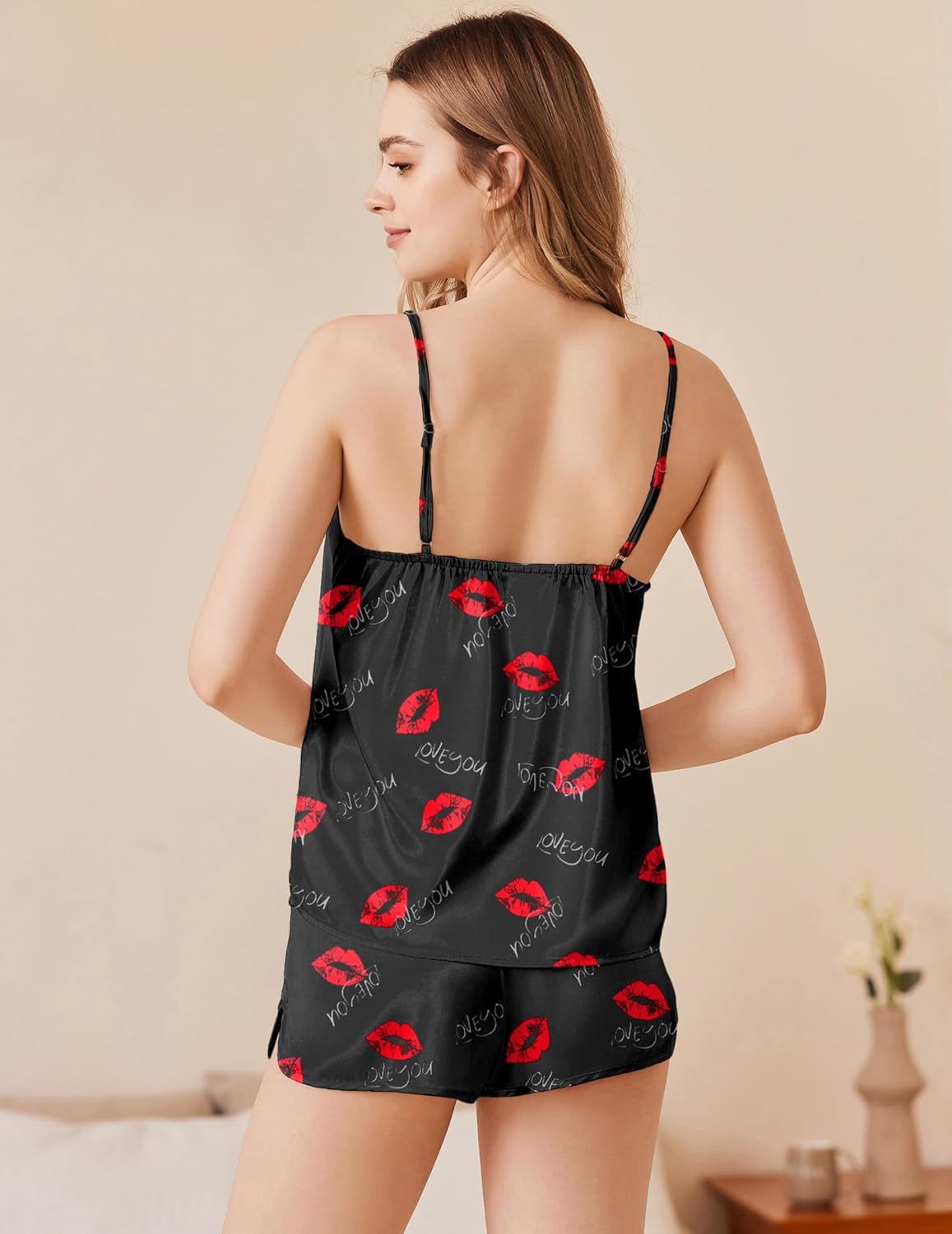 Ekouaer Silk Pajamas Set Satin Camisole Sleepwear