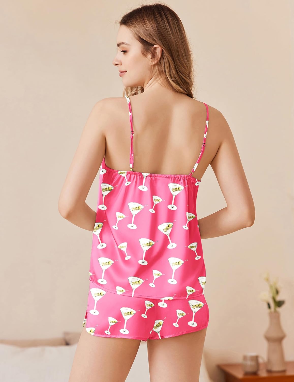 Ekouaer Silk Pajamas Set Satin Camisole Sleepwear