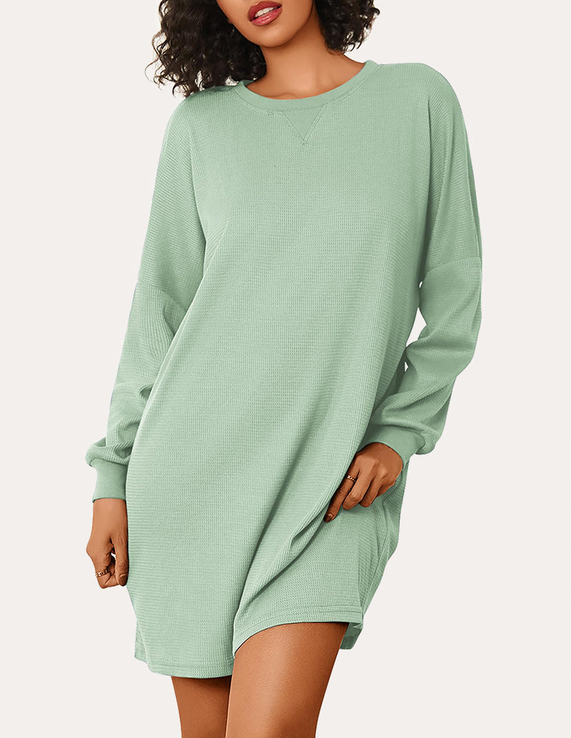 Soft Waffle Knit Nightshirts Dress (US Only)