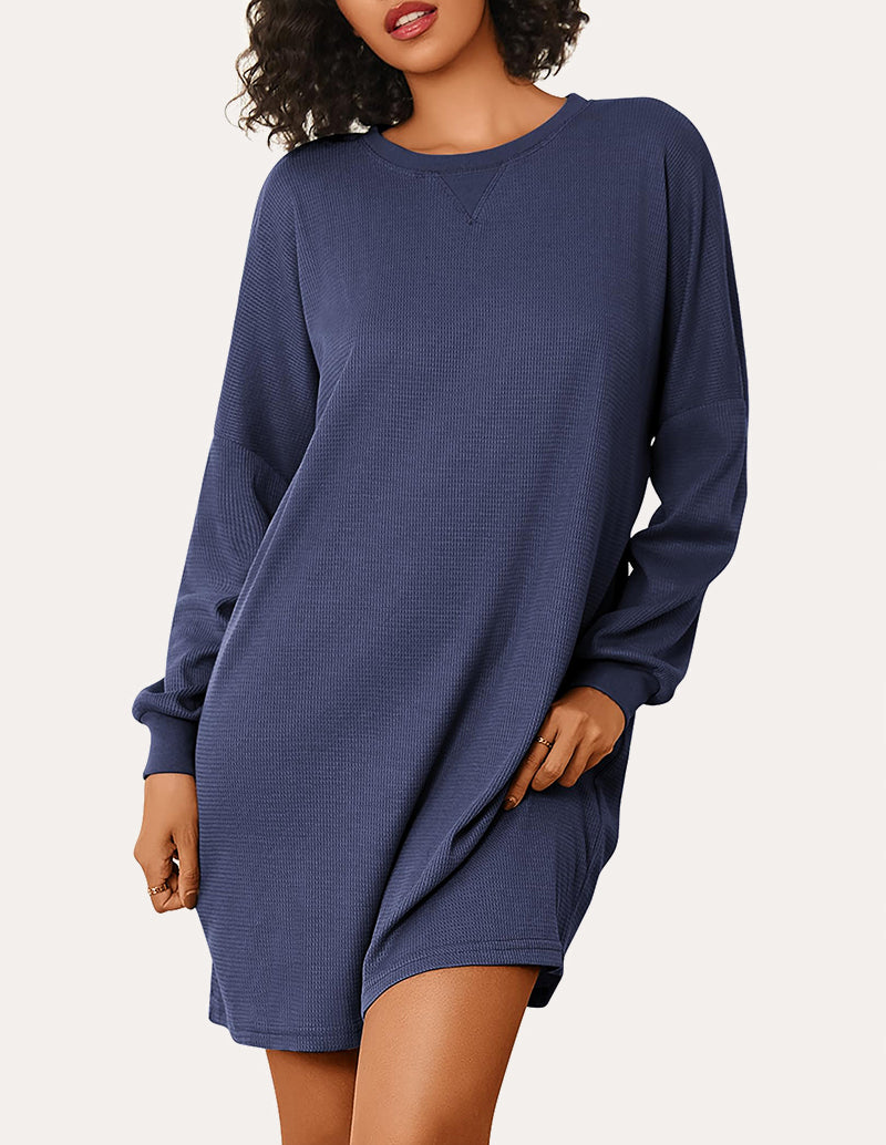 Soft Waffle Knit Nightshirts Dress (US Only)