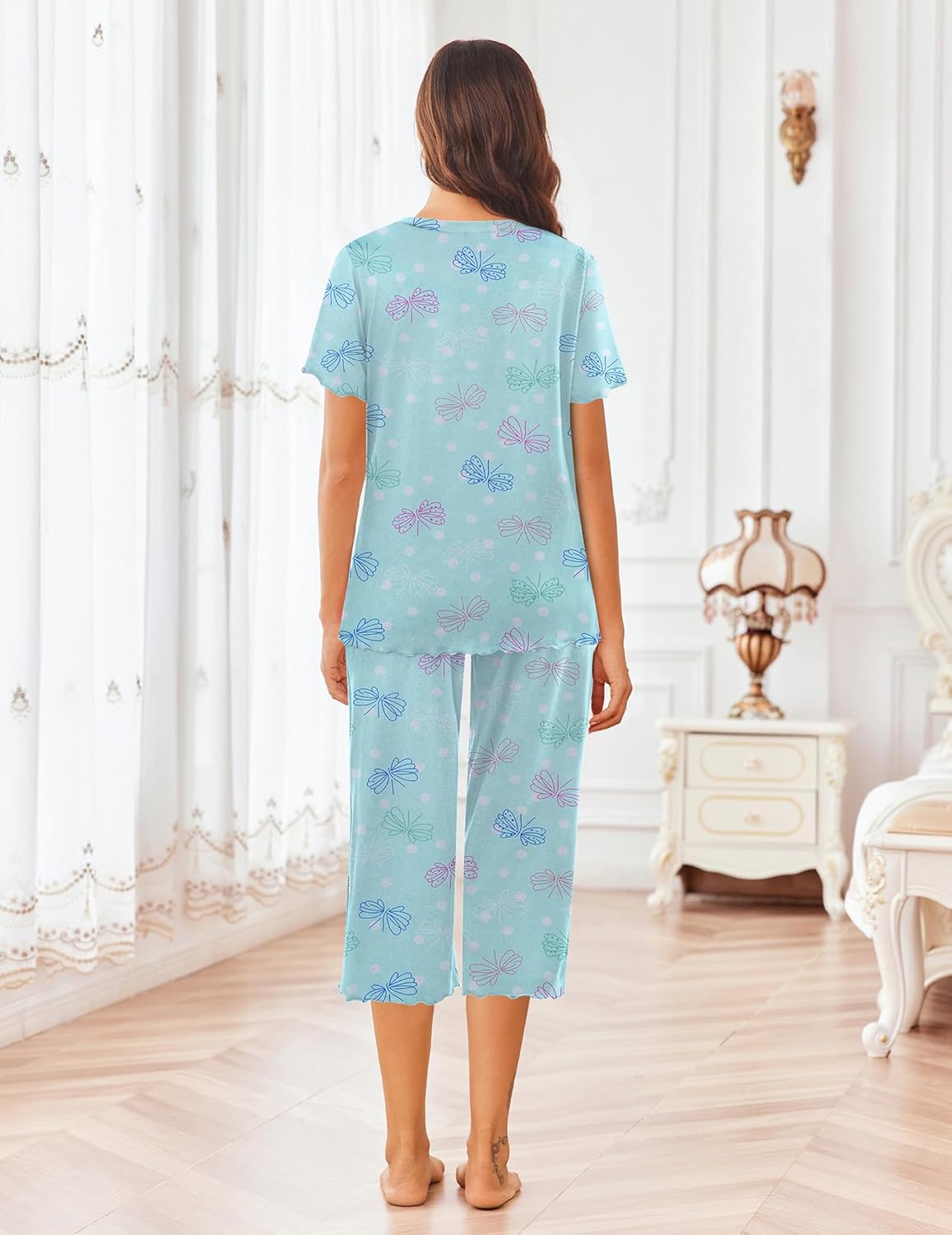 Ekouaer Short Sleeve 2 Piece Pajamas Set