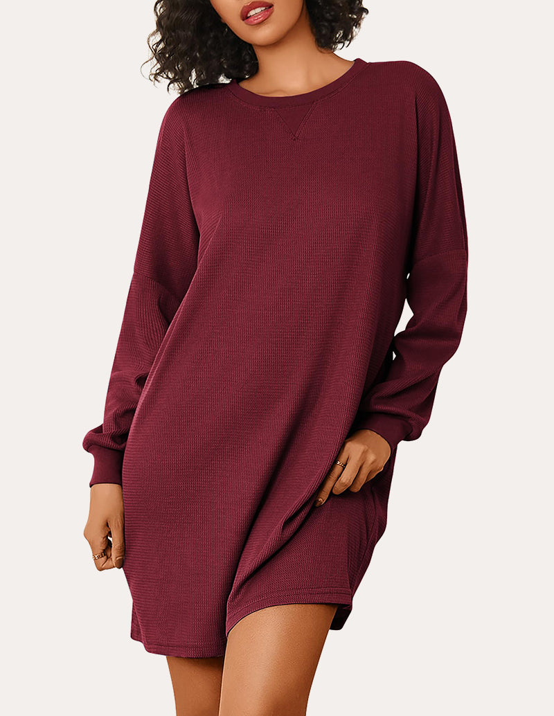 Soft Waffle Knit Nightshirts Dress (US Only)