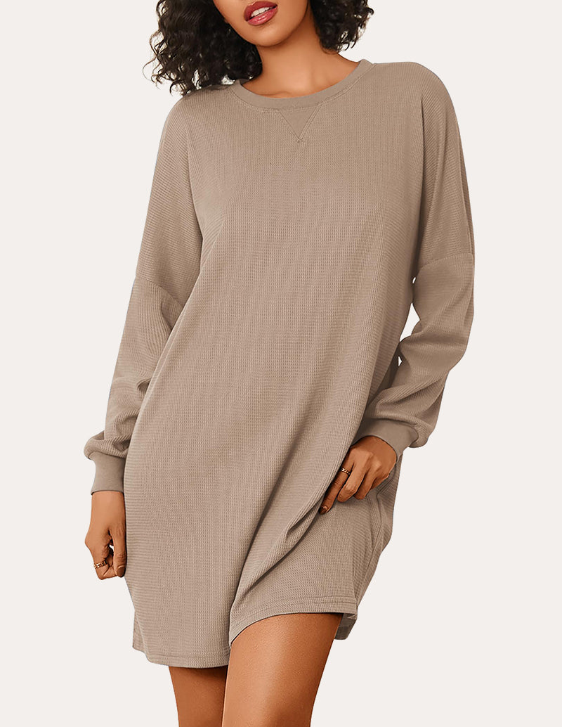 Soft Waffle Knit Nightshirts Dress (US Only)