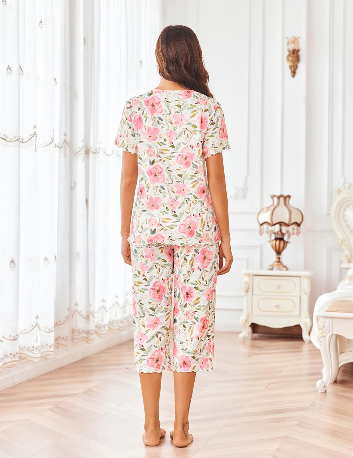 Ekouaer Short Sleeve 2 Piece Pajamas Set