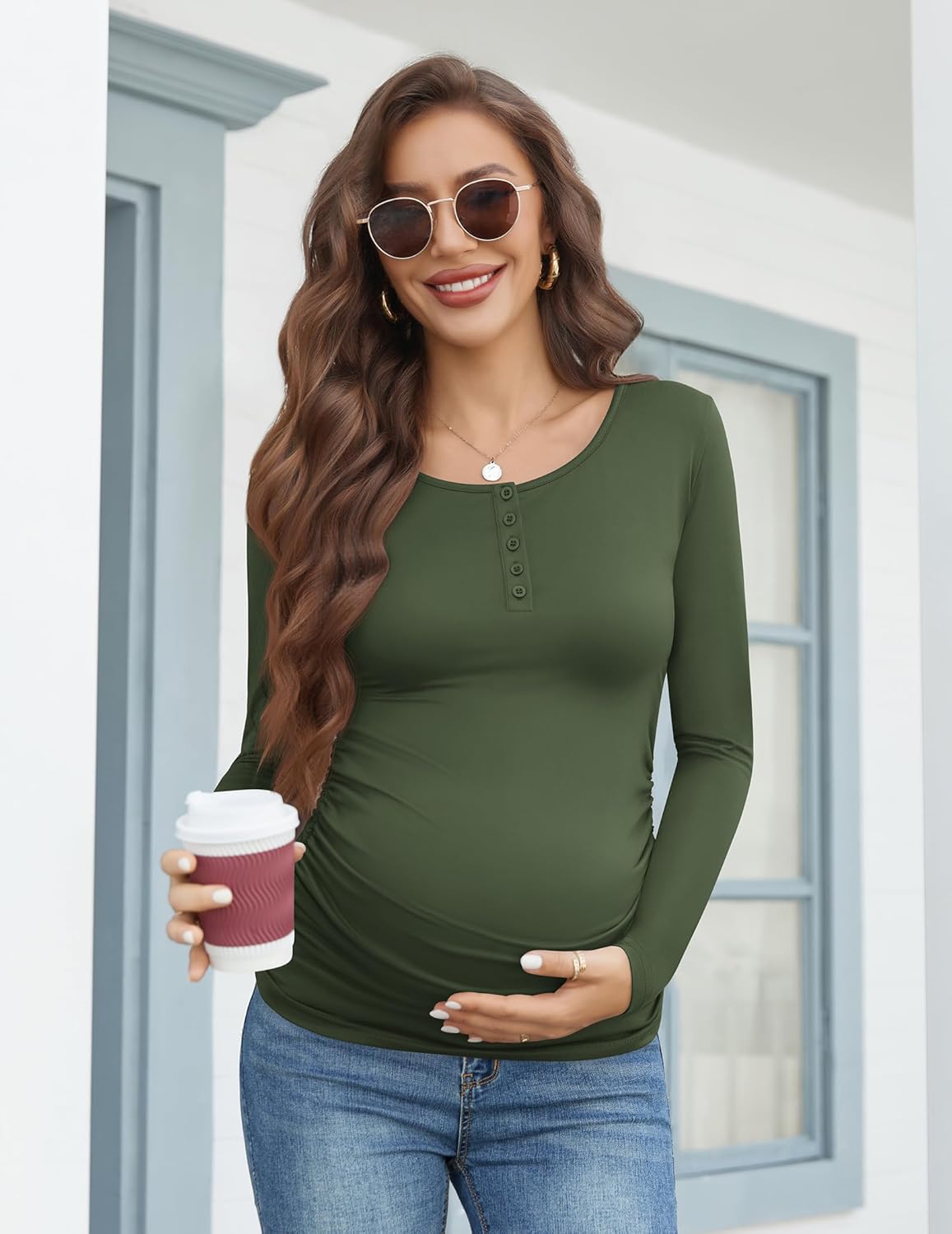 3 Pack Maternity Shirts Long Sleeve Pregnancy Tops