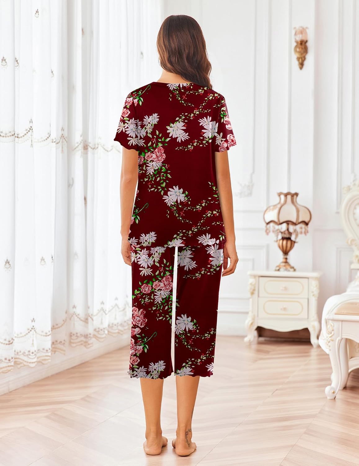 Ekouaer Short Sleeve 2 Piece Pajamas Set