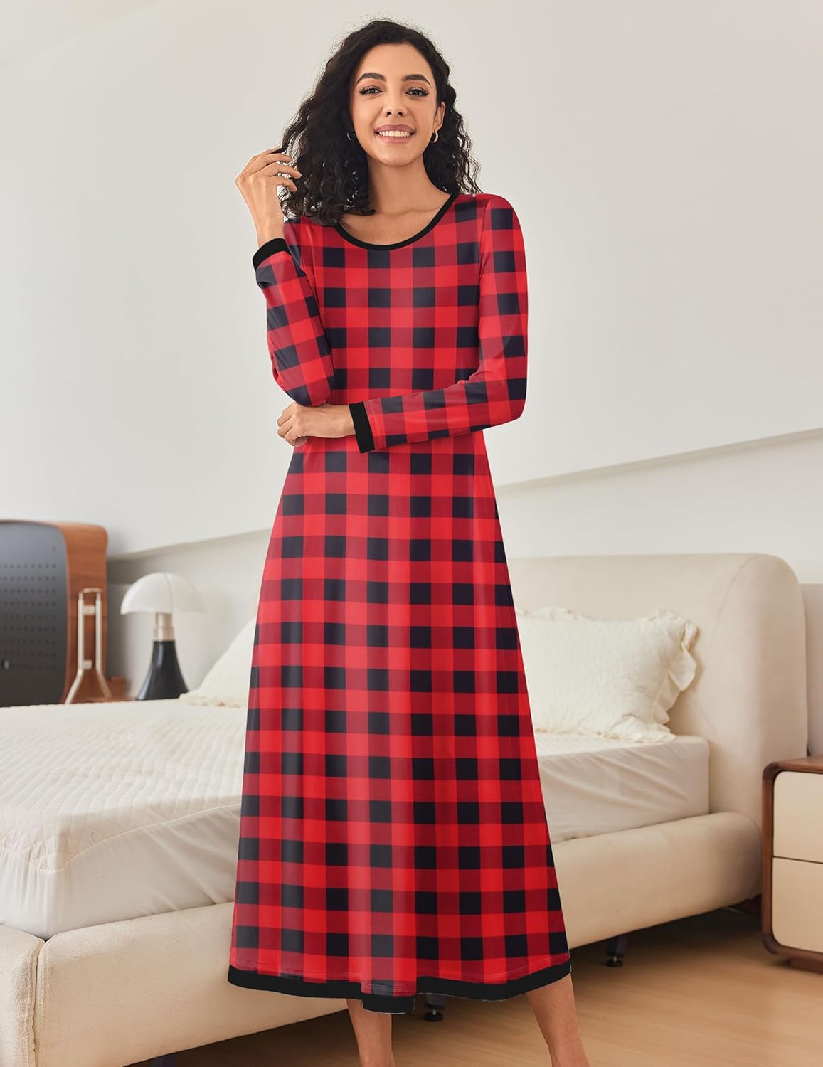 Ekouaer Nightgown Long Sleeve Full Length Long Nightshirt