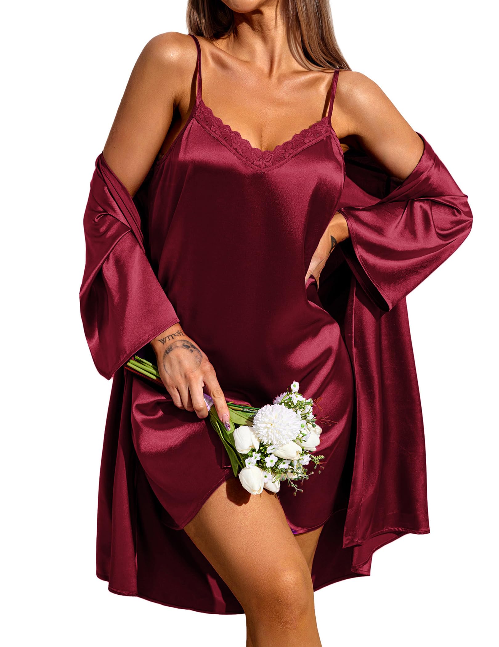 Silk Satin Cami Nightdress with Robe