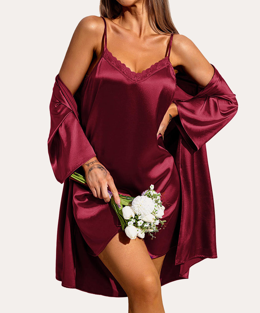 Silk Satin Cami Nightdress with Robe