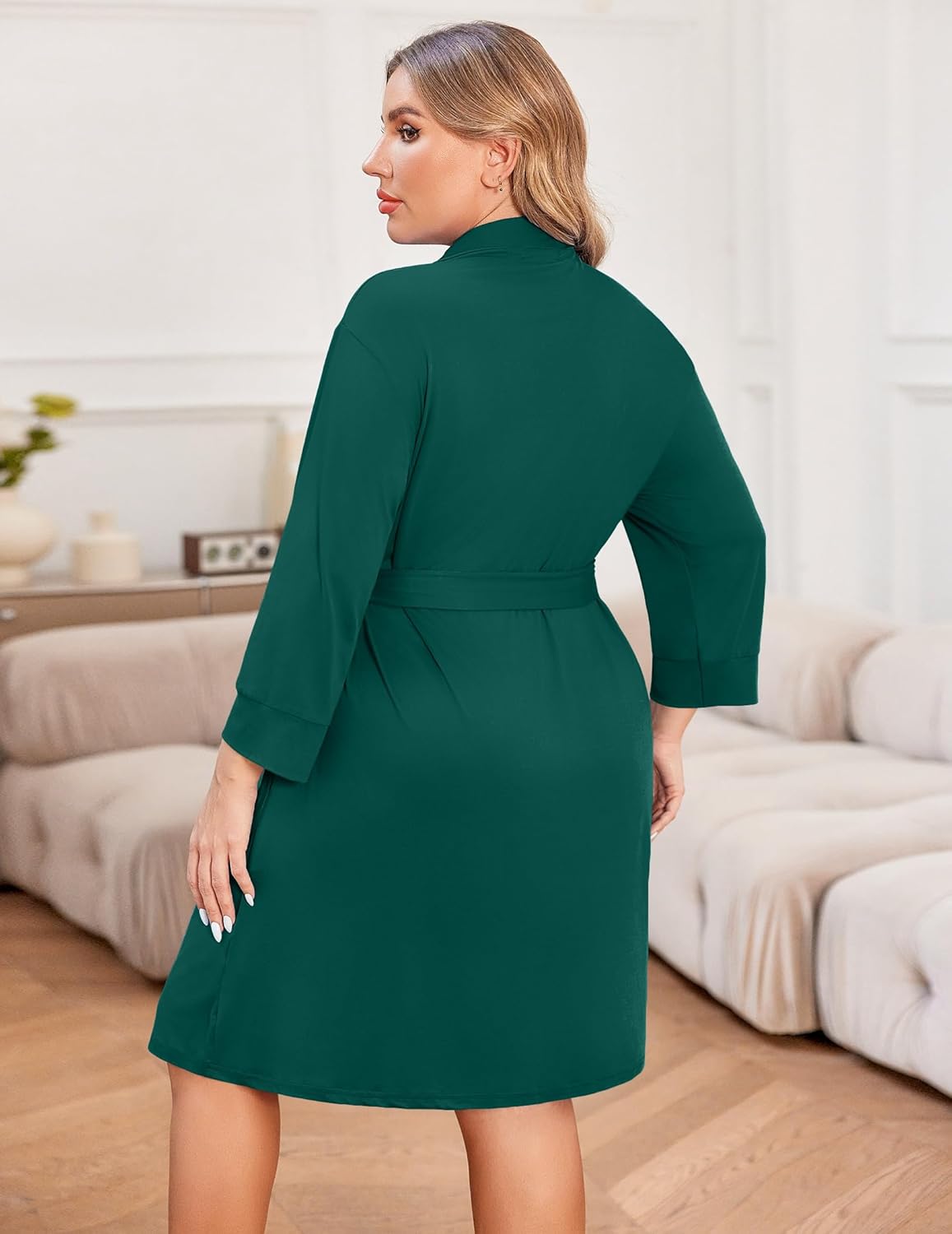 Plus Size Robe Knee Length Lightweight Bathrobe