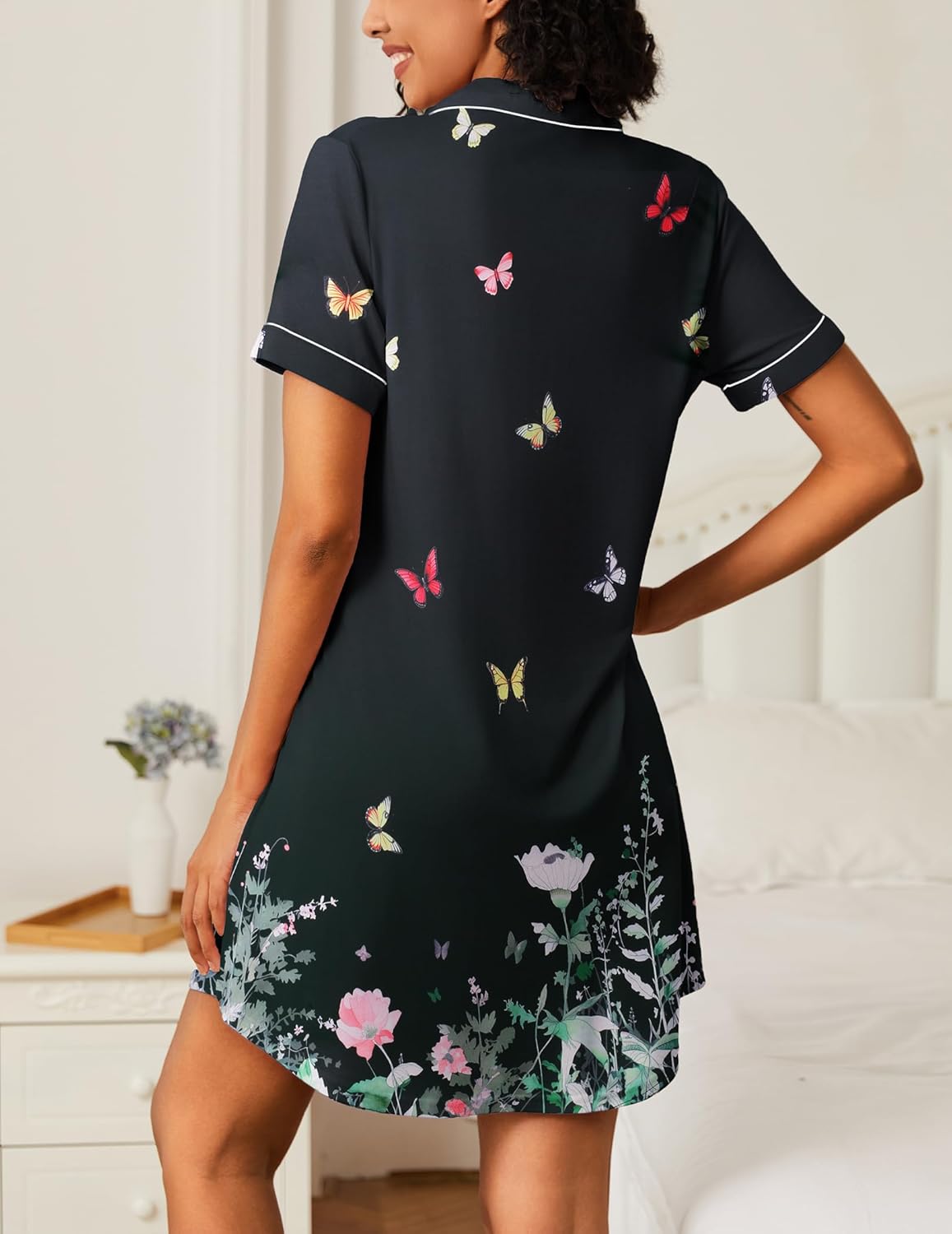 2 Pack Button Down Sleepshirts Soft Pajama Dress